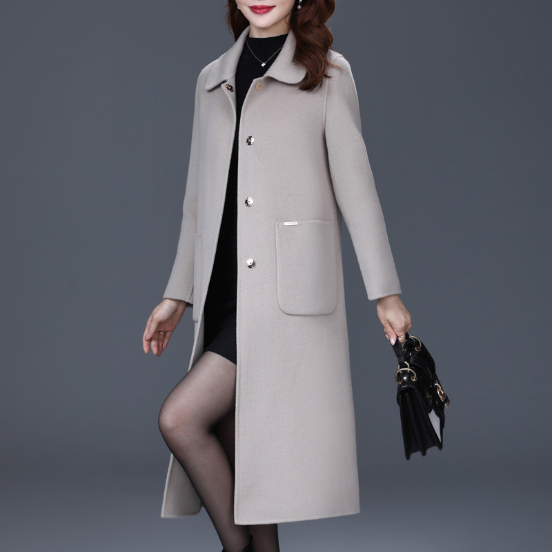 High-end double-sided cashmere coat women's mid-length version 2022 autumn and winter new Korean version middle-aged mother woolen coat