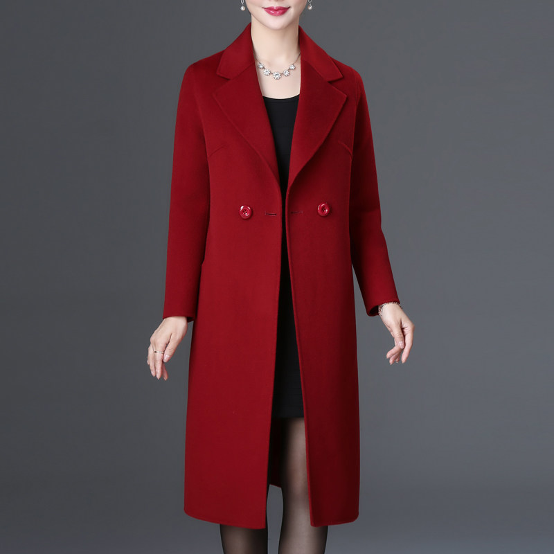 100% wool coat 2021 spring new genuine slim slim large size handmade double-sided cashmere coat women