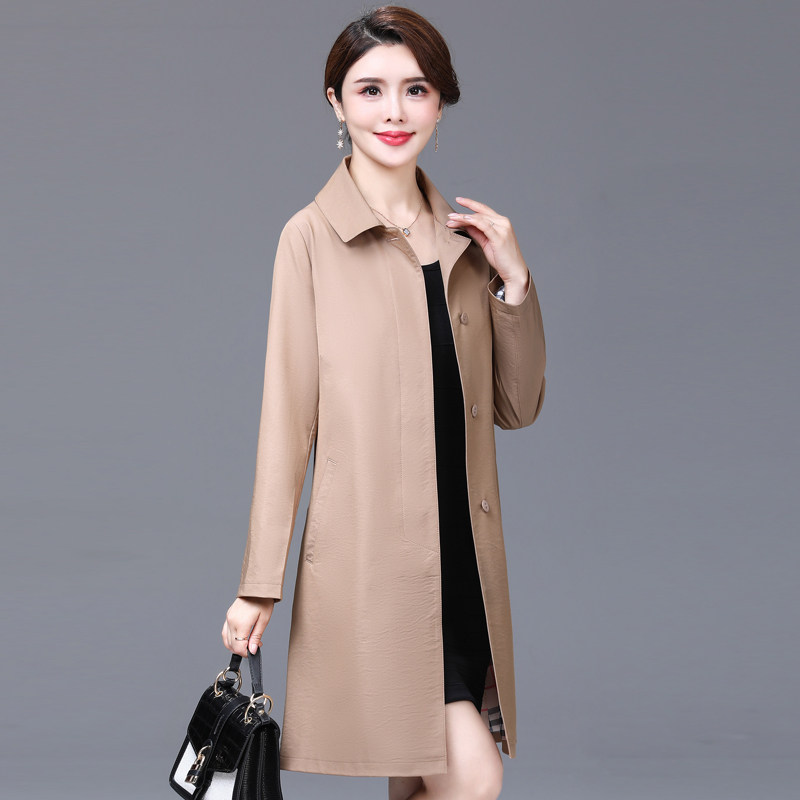 Wind clothes lady Chinese New Year's mother dress new 2022 Spring loaded Korean version boutique with long version Temperament Spring Autumn Coat Woman Thin