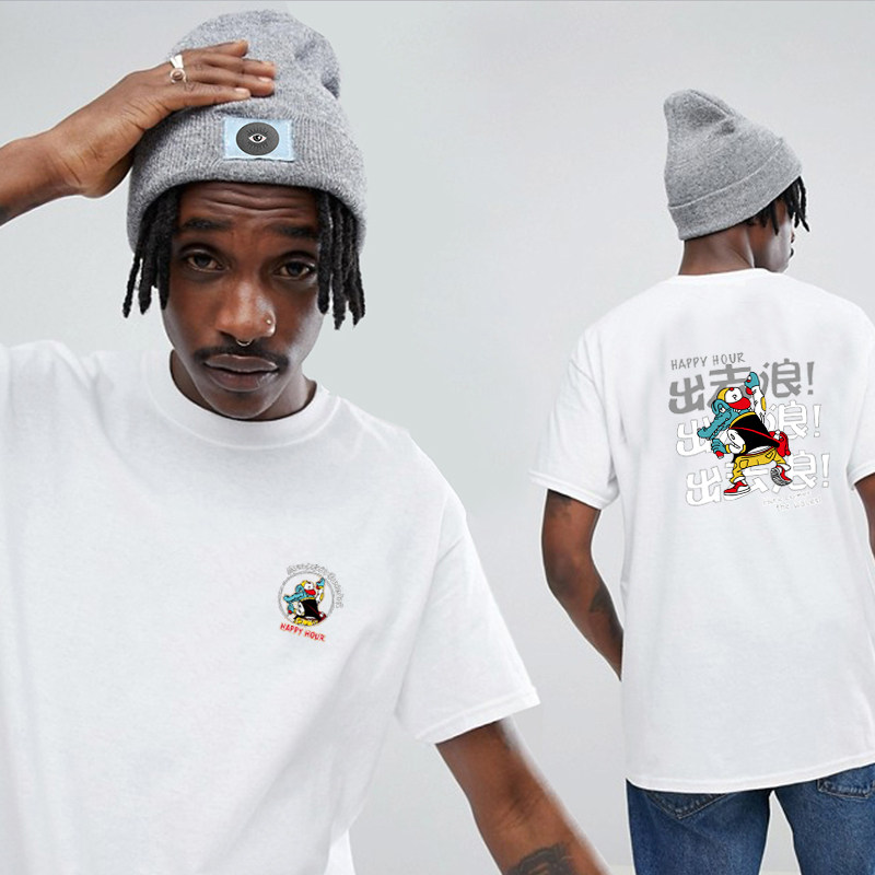 street trendy national trendy short sleeve outdoor youth loose pure cotton large size T-shirt trendy Hong Kong style ins couple clothes te