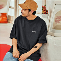 Tide brand niche color T-shirt men short sleeve 2021 summer New Harbor style simple loose round neck cotton half sleeve men