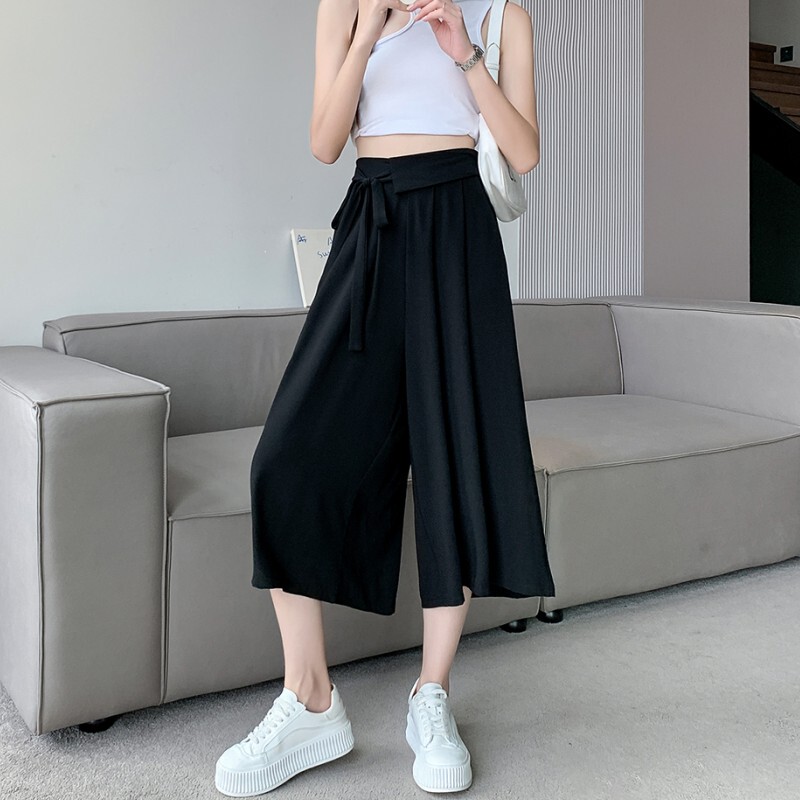 Summer Thin Loose-Fitting Chiffon Capri Pants for Women 2025 New Plus Size Casual Pants for Petite and Curvy Women
