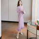 Knitted woolen dress winter women's clothing with temperament long sweater over the knee bottoming with coat and long skirt