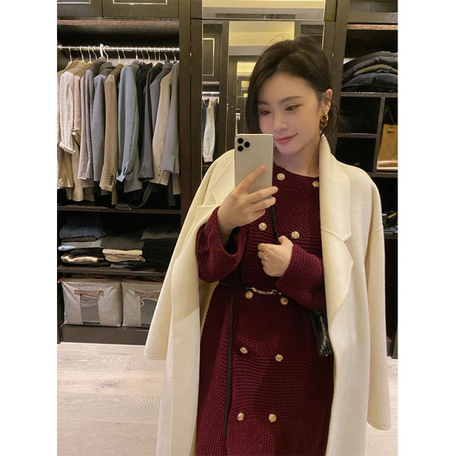 2021 new year's new year clothes long skirt temperament skirt winter with coat bottoming knitted dress female autumn and winter