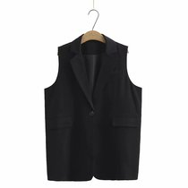 2021 early autumn new V-neck solid color suit vest 150 Jin Korean version of large size womens light fat MM Joker outside wear