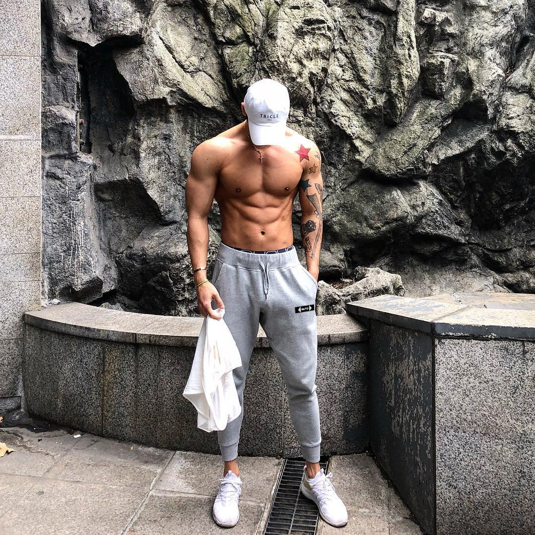 Dr. Muscle Europe and America New Pure Sports Fitness Groups Men Outdoor Running Training Pants