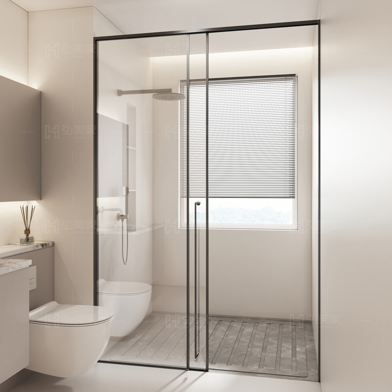 Extremely Narrow Straight-Shaped Shower Room Sliding Door Sunken Bathroom Glass Door Partition Bathroom Dry and Wet Separation Bath Screen
