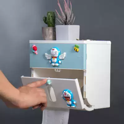 Powder room tissue box Punch-free roll toilet paper tube holder Creative kitchen wall-mounted toilet toilet waterproof toilet paper box