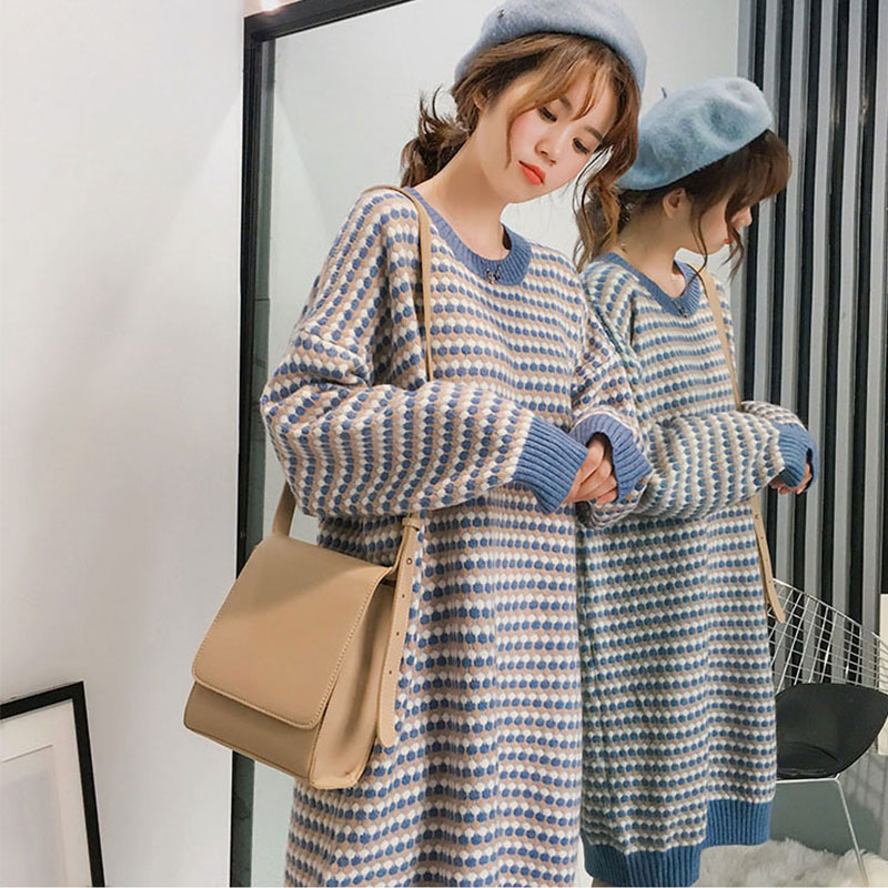 Maternity Fall/Winter 2022 New Knitted Top Loose Sweater Skirt Mid-length base nursing dress