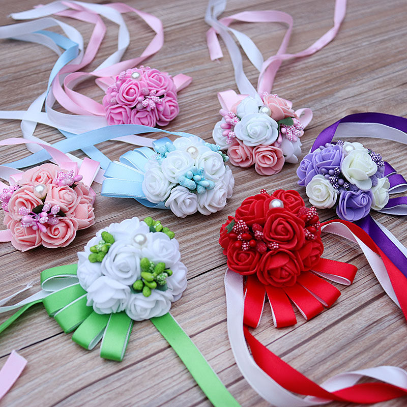 Wedding Supplies Marriage Wedding Creative Dance Bride Bridesmaid Sister Group Hand Flower Sister Pearl Bracelet Wrist Flower