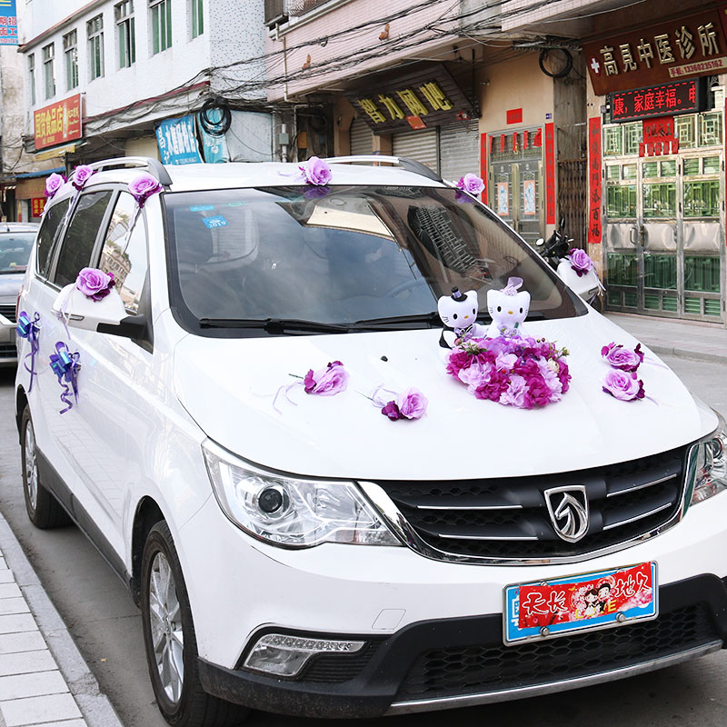 Wedding car decoration set wedding supplies wedding wedding engine doll main and secondary wedding car simulation float head flower