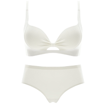 Seamless underwear for women with small breasts large breasts and anti-sagging summer new white half-cup underwear set