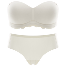 Strapless bra womens summer white small breasts push up to make the auxiliary breasts anti-sagging sexy beautiful back bra set