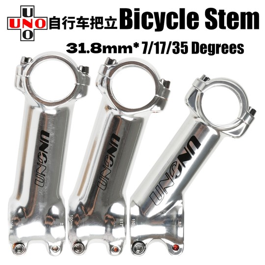 Uno Handlebar Stem Glossy Silver 7 Degree 17 Degree 35 Degree Mountain Road Bike Stem Black Head Tube Accessories Modification