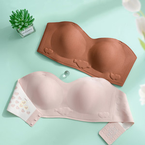 薄款无肩带抹胸内衣兔耳朵隐形美背