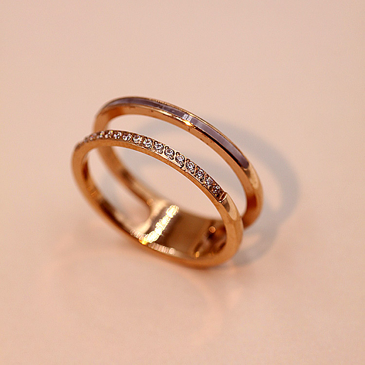 Fashion high-end micro-encrusted zircon luxury hollow double-layer wide version of color shell all-match temperament exaggerated female ring ring