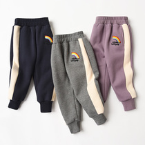South Korean winter style plus velvet thickened overwinter children pure cotton pants girl close-up foreign air warm pants thick real cotton pants child clothing