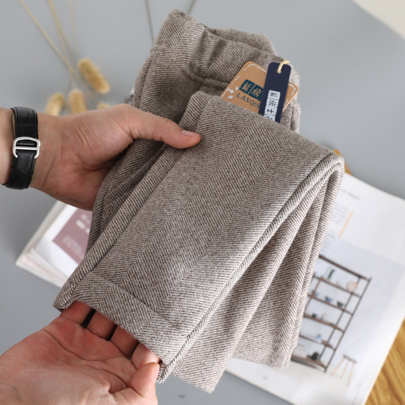 South Korea 2022 new girl gush thickened wool trousers CUHK Warm Pants Foreign Wear Casual Pants