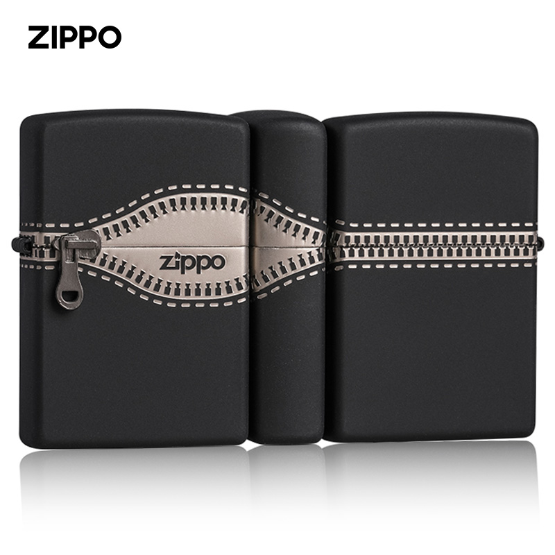 Original counter genuine Zippo kerosene windproof lighter silver zipper black matte paint official flagship