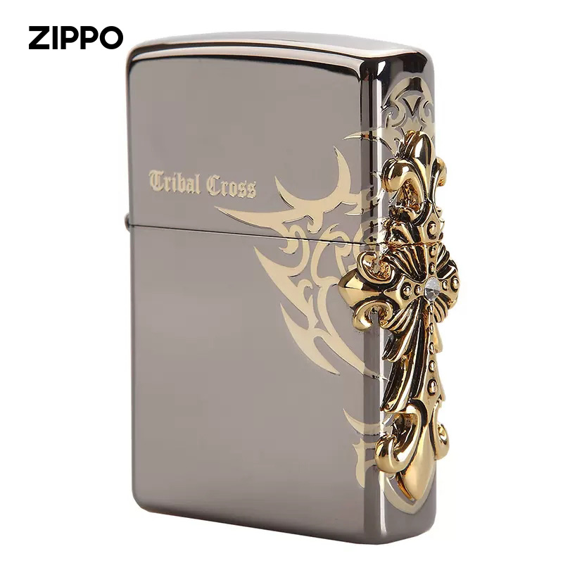 Original Dress Classic ZIPPO Lighter Ancient Silver Angel Veneered with solid cross ZPPO genuine 