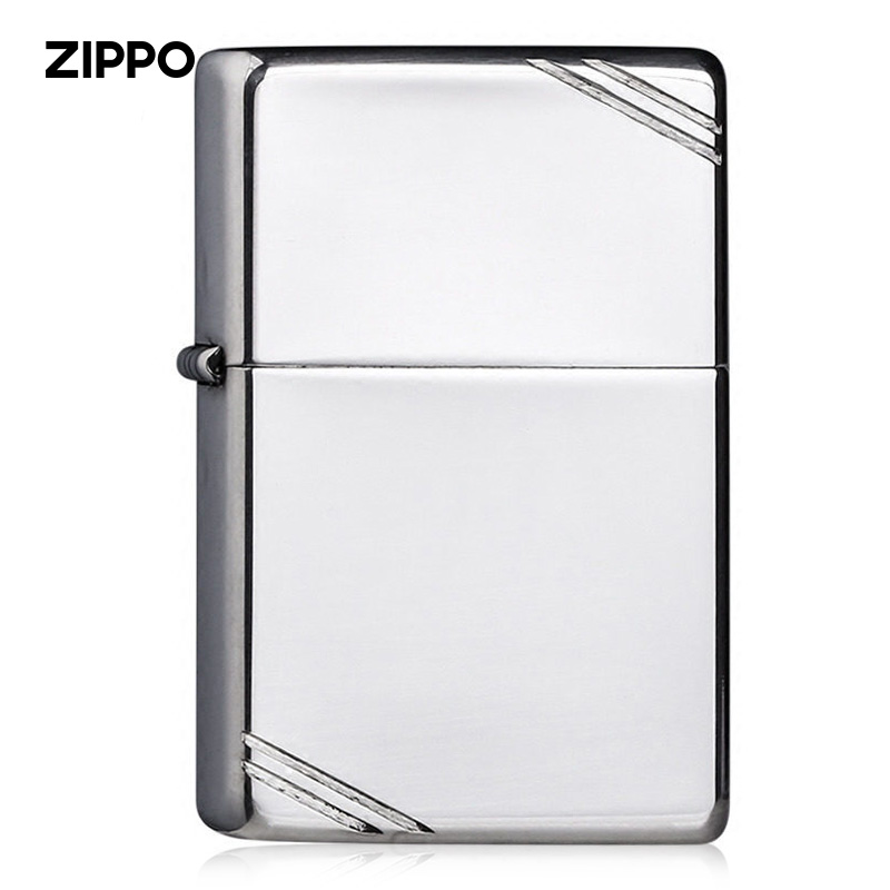 zippo American original windproof lighter sterling silver mirror cut corner genuine lighter collectible gift
