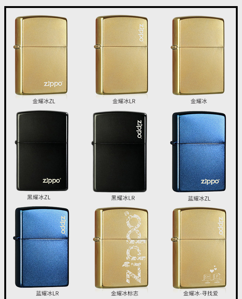 美国原机进口 Zippo 黑耀冰/蓝耀冰/金耀冰 16孔磨砂防风打火机 图6