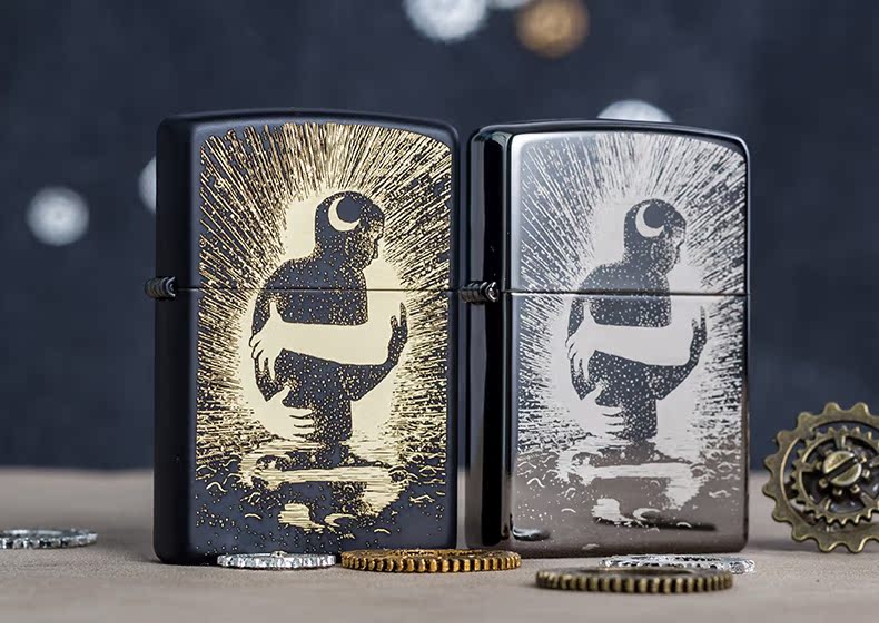 美国原机进口 Zippo 黑哑漆/黑冰 昼夜织梦 16孔防风打火机 图4