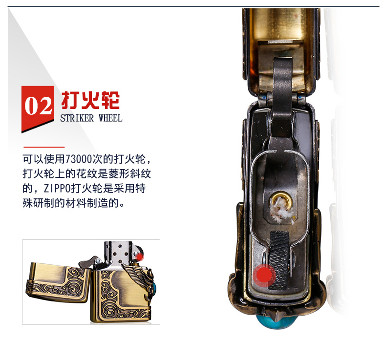 美国原机进口 Zippo 神明之翼 拉丝镀铜三面贴章 16孔防风打火机 图13