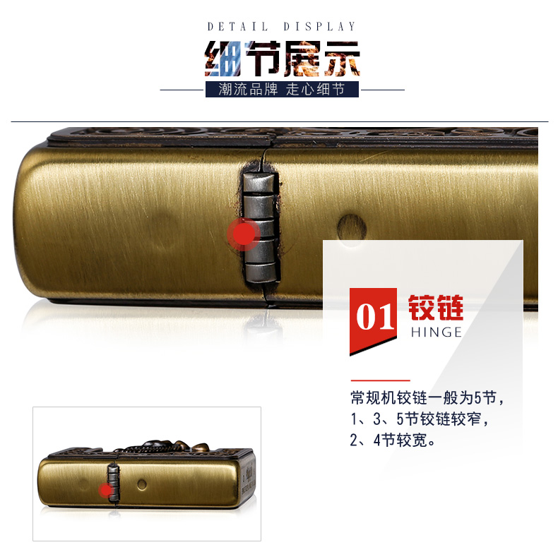 美国原机进口 Zippo 神明之翼 拉丝镀铜三面贴章 16孔防风打火机 图12