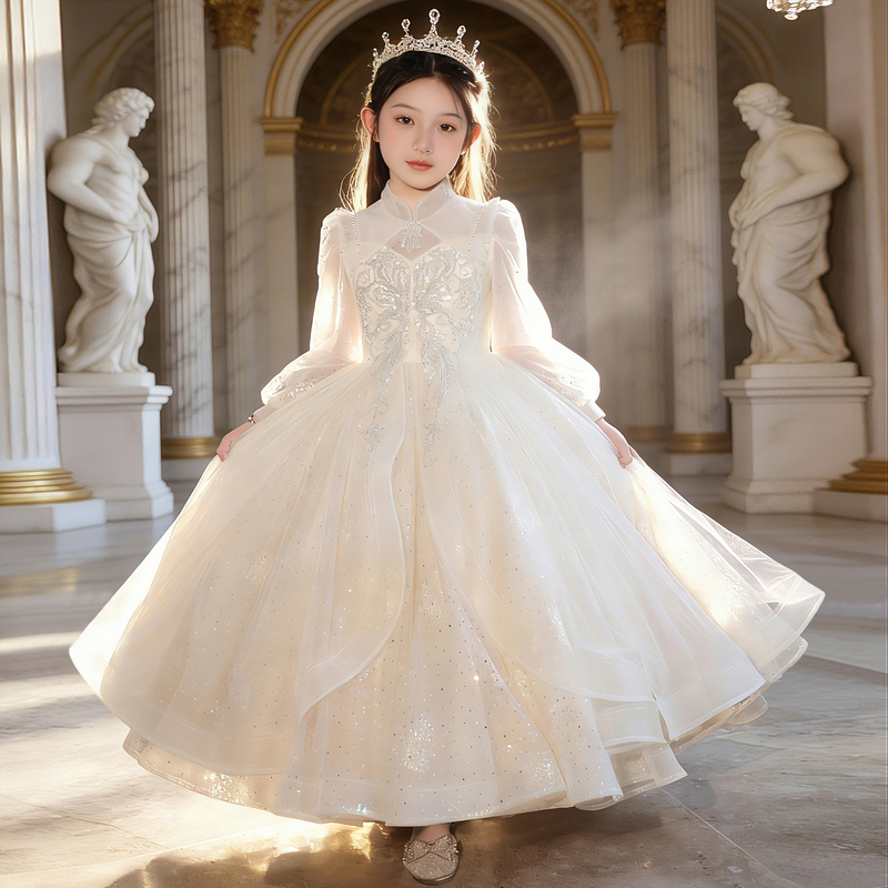 Girls' Dress, Light Luxury, Niche, High-End Piano Performance Princess Dress, Children's Birthday, Emcee, Catwalk Performance Costume Girls' Dress, Light Luxury, Niche, High-End Piano Performance Princess Dress, Children's Birthday, Emcee, Catwalk Performance Costume