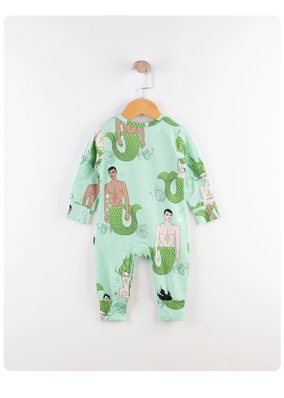 ins Bắc Âu MINI Nàng tiên cá bé bông Jumpsuit Mùa xuân và mùa thu Em bé leo núi Bộ đồ dài tay Mở tập tin Harmony Tide - Áo liền quần