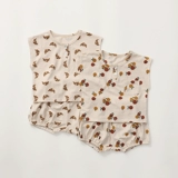 Бамбуковый жилет, детский хлопковый летний тонкий комплект, брендовые шорты для выхода на улицу, штаны, короткий рукав