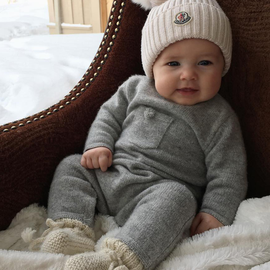 ins nordic knitted small pocket baby pure cotton sweater autumn winter one piece thickened baby outdoor harness creeper clothes