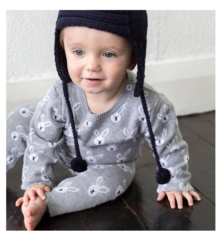 Áo len dệt kim cho bé mùa thu và mùa đông đôi tay dày cotton dài 6-12 tháng 0 quần áo sơ sinh cho bé body suit thể thao cho bé trai