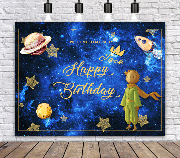 The little prince birthday poster full moon 100th anniversary banquet layout astronaut space background wall party decoration balloon