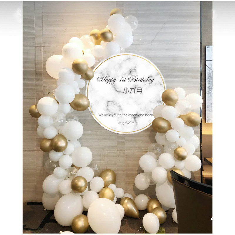 Round marble birthday poster unicorn baby one-year-old banquet background wall full moon hundred days banquet party layout wall