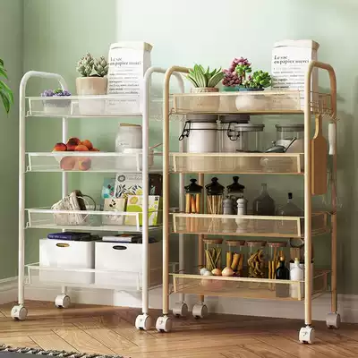 Kitchen rack removable floor-to-ceiling trolley bedroom bathroom pulley storage layer shelf crested slot shelf
