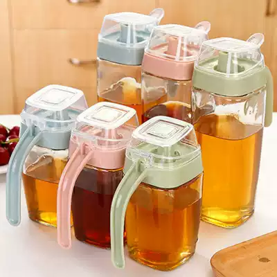 Large lead-free and leak-proof glass oil pot with lid oil bottle storage can adjusted soy sauce vinegar bottle kitchen transparent seasoning bottle