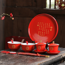 Marriage to change the mouth to Tea Cup Cup cup tea set wedding wedding Red Bowl to bowl chopsticks wedding supplies