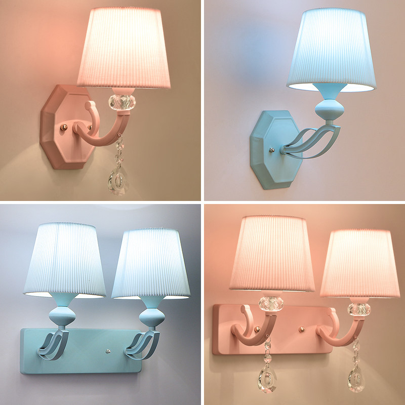 LED wall lamp bed headlamp wedding room room in bedroom living room pink girl children's lamps creative and modern
