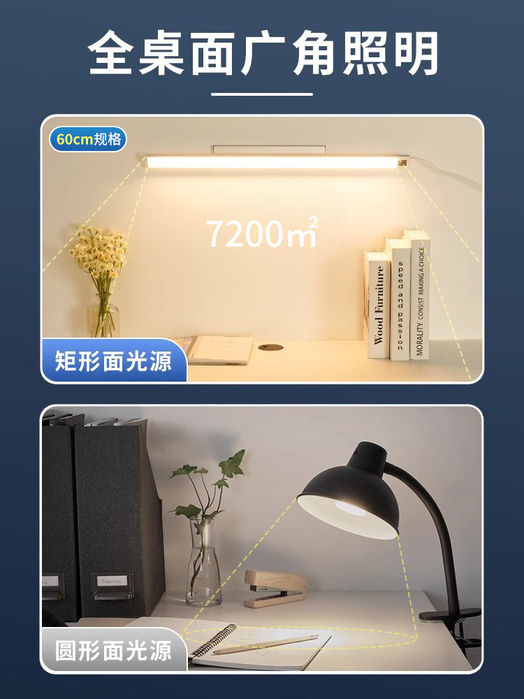 Wall-Mounted Long Strip Eye-Protection Desk Lamp for Studying, Magnetic Lamp for Children's Homework, Writing, Dormitory Reading Lamp