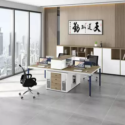 Office computer simple modern L-type 6 4 people partition screen Office card holder staff office table and chair combination
