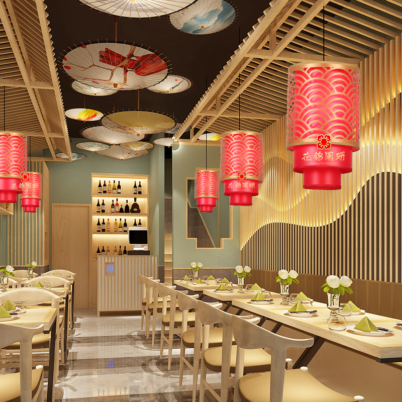 Chinese antique chandelier dining room Chinese style hot pot restaurant tea house restaurant aisle balcony bar Zen lanterns