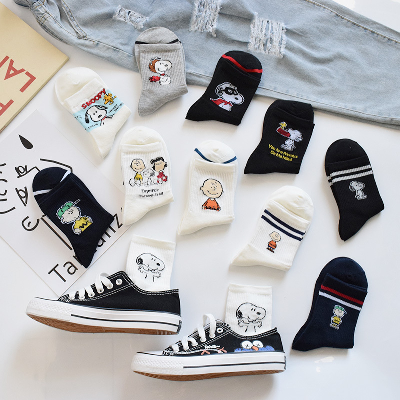 Japanese-Style Cute Socks for Women, Mid-Calf Socks, Trendy Korean Autumn and Winter Internet Celebrity Style, Cartoon High-Waist Student Socks