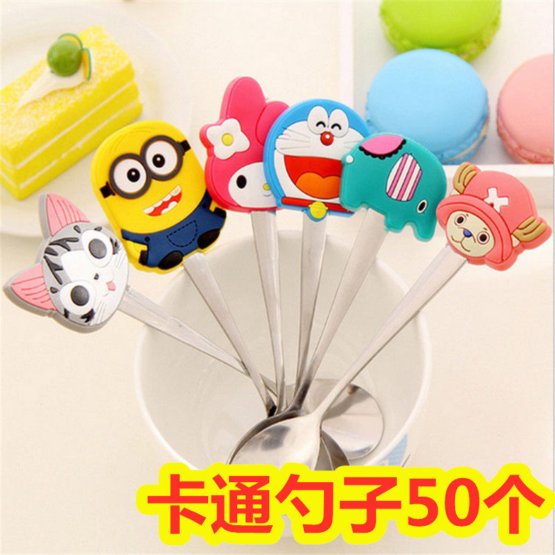 Children's cartoon spoon micro business drainage push practical students start kindergarten activities Creative small gifts