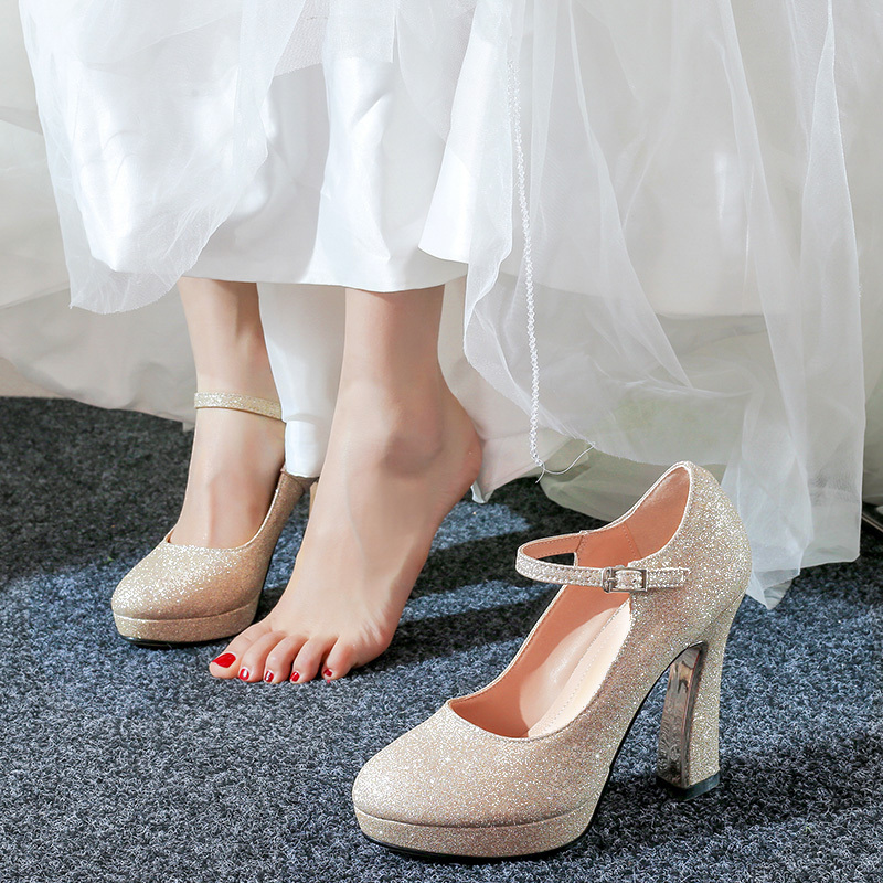Waterproof Platform High Heels Women's Thick Heel Wedding Shoes 2026 New Crystal Wedding Shoes Wedding Shoes Spring Bridal Shoes Waterproof Platform High Heels Women's Thick Heel Wedding Shoes 2026 New Crystal Wedding Shoes Wedding Shoes Spring Bridal Shoes