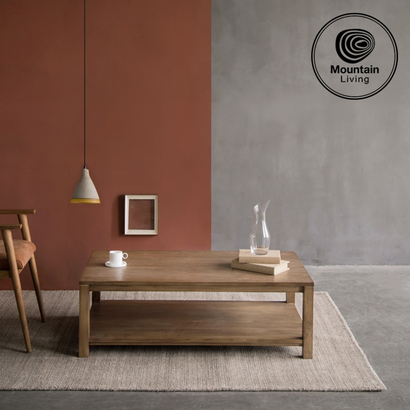 Imported teak furniture solid wood coffee table Nordic modern minimalist creative simple living room double-layer self-contained small apartment