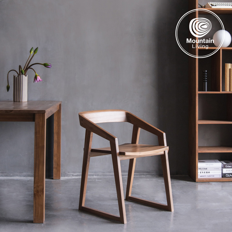 Imported teak full solid wood dining chair Dining Room Nordic Modern Minimalist Home Backrest Creative Casual Chair With Armrests