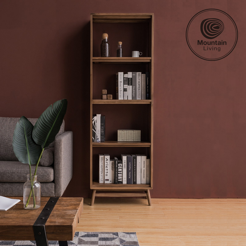 Imported solid wood bookshelf teak furniture Nordic style simple and modern floor-to-ceiling multi-layer racks save space for students