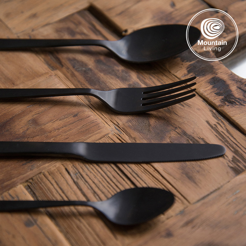 Imported Portuguese Herdmar matte black steak knife, fork and spoon gift box western tableware 4-piece set of household stainless steel